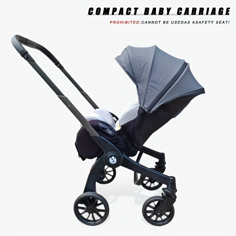 Lightweight Folding Wagon | Metal Frame And All-terrain Wagon with One-touch Folding\u002Fbrake, Storage Basket, Sunshade, And Handrail, Suitable for Halloween, Thanksgiving, Christmas, Available In Black, Grey, And Pink Options - Single Person Capacity